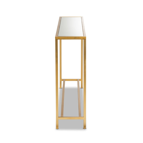 Baxton Studio Baxton Studio Alessa Glam Gold Metal Mirrored Glass Console Table - Modern Elegance for Any Space JY20A254-Gold-Console