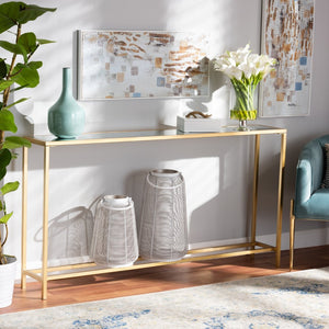 Baxton Studio Baxton Studio Alessa Glam Gold Metal Mirrored Glass Console Table - Modern Elegance for Any Space JY20A254-Gold-Console