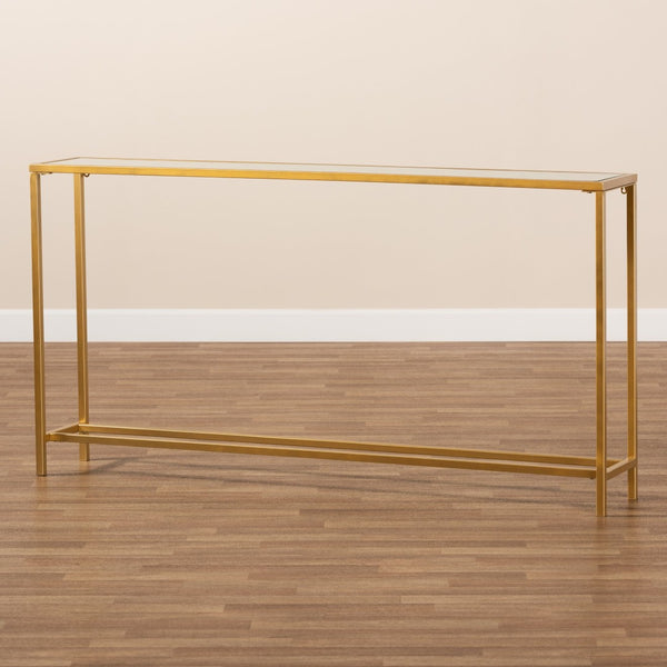 Baxton Studio Baxton Studio Alessa Glam Gold Metal Mirrored Glass Console Table - Modern Elegance for Any Space JY20A254-Gold-Console