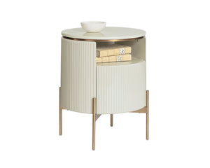 Sunpan Paloma Sculptural Wood End Table with Reeded Detail and High Gloss Lacquer Finish 111922