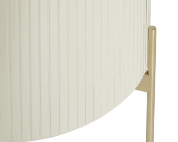 Sunpan Paloma Sculptural Wood End Table with Reeded Detail and High Gloss Lacquer Finish 111922