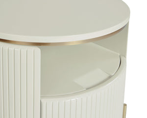 Sunpan Paloma Sculptural Wood End Table with Reeded Detail and High Gloss Lacquer Finish 111922