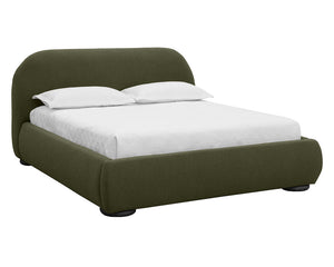 Sunpan Marin Bed - Luxuriously Upholstered With Velvety Kona Camel Fabric And Elegant Curves For Comfort Green Fabric 111926