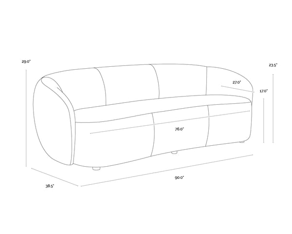 Sunpan Lorne Boucle Upholstered Sofa with Curved Arms for Modern Living Rooms 111939V