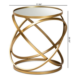 Baxton Studio Baxton Studio Desma Glam Gold Metal End Table with Mirrored Top - Chic, Compact Luxury Decor Piece JY20A260-Gold-ET