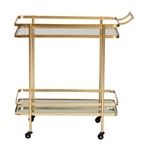 Baxton Studio Baxton Modern Glam Mobile Wine Bar Cart in Brushed Gold & Mirrored Glass - Stylish & Functional! JY20A263-Gold-Cart