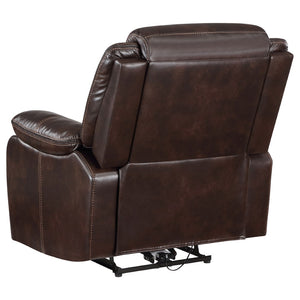 English Elm Salerno Faux Leather Power Recliner Club Chair with Usb Port and Accent Stitching Dark Brown B062P451789