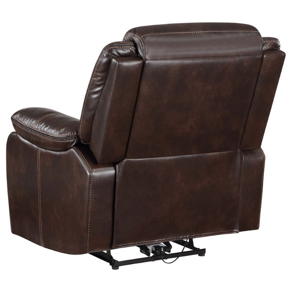 English Elm Salerno Faux Leather Power Recliner Club Chair with Usb Port and Accent Stitching Dark Brown B062P451789