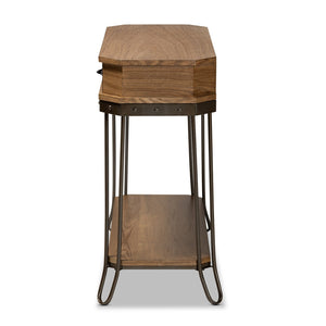 Baxton Studio Baxton Studio Vintage Industrial 3-Drawer Console Table in Oak Brown & Black Metal for Entryway Style JY20A066-Oak-Console