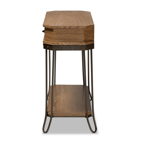 Baxton Studio Baxton Studio Vintage Industrial 3-Drawer Console Table in Oak Brown & Black Metal for Entryway Style JY20A066-Oak-Console
