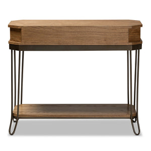 Baxton Studio Baxton Studio Vintage Industrial 3-Drawer Console Table in Oak Brown & Black Metal for Entryway Style JY20A066-Oak-Console
