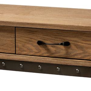 Baxton Studio Baxton Studio Vintage Industrial 3-Drawer Console Table in Oak Brown & Black Metal for Entryway Style JY20A066-Oak-Console