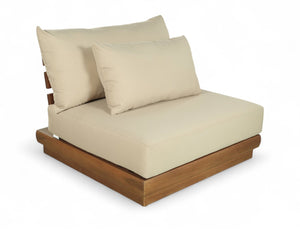 Meridian Furniture Mirella Teak Modular Armless Patio Chair with Plush Water Resistant Cushions for Outdoor Seating Tan 111Tan-Armless