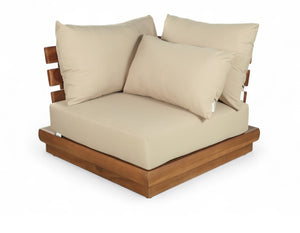 Meridian Furniture Mirella Solid Teak Modular Outdoor Corner Chair with Cushioned Weather Resistant Patio Seating Tan 111Tan-Corner
