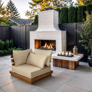 Meridian Furniture Mirella Solid Teak Modular Outdoor Corner Chair with Cushioned Weather Resistant Patio Seating Tan 111Tan-Corner