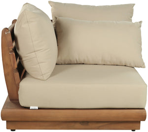 Meridian Furniture Mirella Solid Teak Modular Outdoor Corner Chair with Cushioned Weather Resistant Patio Seating Tan 111Tan-Corner