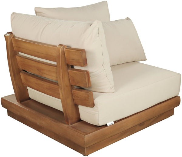 Meridian Furniture Mirella Solid Teak Modular Outdoor Corner Chair with Cushioned Weather Resistant Patio Seating Tan 111Tan-Corner