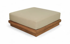 Meridian Furniture Mirella Teak Frame Modular Outdoor Ottoman with Plush Water Resistant Cushioned Seat Tan 111Tan-Ott