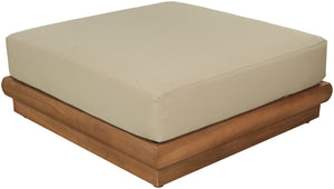 Meridian Furniture Mirella Teak Frame Modular Outdoor Ottoman with Plush Water Resistant Cushioned Seat Tan 111Tan-Ott