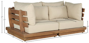 Meridian Furniture Mirella Teak Frame Outdoor Modular Sofa with Plush Water Resistant Fabric Cushions 111Tan-S2A
