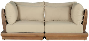 Meridian Furniture Mirella Teak Frame Outdoor Modular Sofa with Plush Water Resistant Fabric Cushions 111Tan-S2A