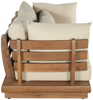 Meridian Furniture Mirella Teak Frame Outdoor Modular Sofa with Plush Water Resistant Fabric Cushions 111Tan-S2A