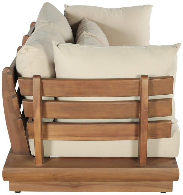 Meridian Furniture Mirella Teak Frame Outdoor Modular Sofa with Plush Water Resistant Fabric Cushions 111Tan-S2A