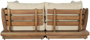 Meridian Furniture Mirella Teak Frame Outdoor Modular Sofa with Plush Water Resistant Fabric Cushions 111Tan-S2A
