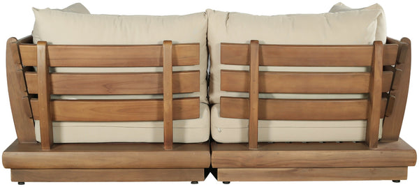 Meridian Furniture Mirella Teak Frame Outdoor Modular Sofa with Plush Water Resistant Fabric Cushions 111Tan-S2A