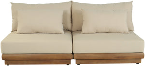 Meridian Furniture Mirella Teak Frame Outdoor Modular Sofa with Plush Water Resistant Tan Cushions 111Tan-S2B