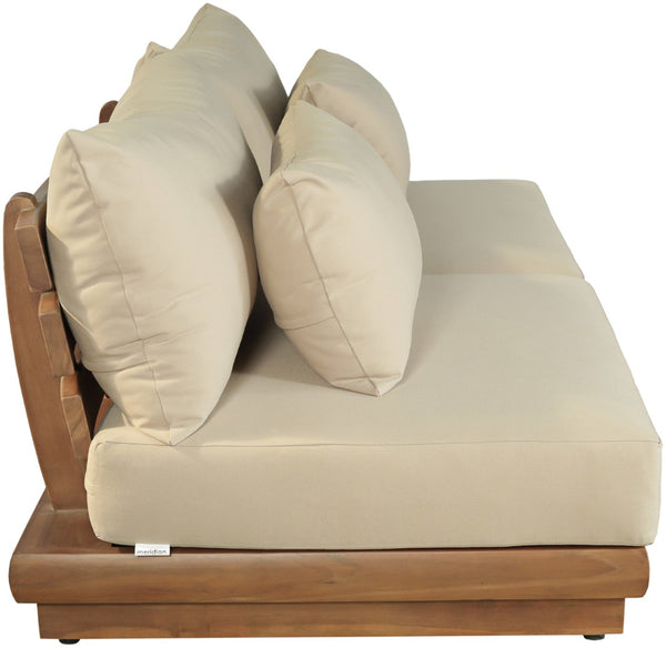 Meridian Furniture Mirella Teak Frame Outdoor Modular Sofa with Plush Water Resistant Tan Cushions 111Tan-S2B