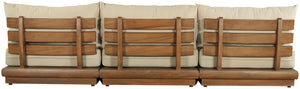 Meridian Furniture Mirella Solid Teak Frame Outdoor Modular Sofa with Plush Water Resistant Cushions for Patio Tan 3pc. 111" W - A 111Tan-S3B