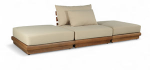 Meridian Furniture Mirella Solid Teak Frame Outdoor Modular Sofa with Plush Water Resistant Cushions for Patio Tan 3pc. 111" W - B 111Tan-S3C