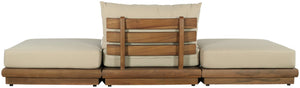 Meridian Furniture Mirella Solid Teak Frame Outdoor Modular Sofa with Plush Water Resistant Cushions for Patio Tan 3pc. 111" W - B 111Tan-S3C