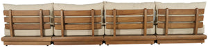 Meridian Furniture Mirella Solid Teak Frame Outdoor Modular Sofa with Plush Water Resistant Cushions for Patio Tan 4pc. 148" W - A 111Tan-S4B