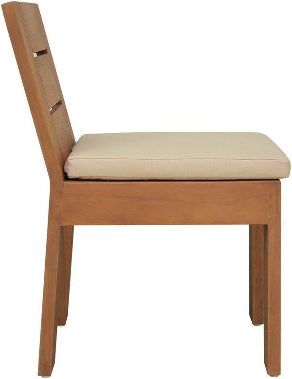 Meridian Furniture Mirella Solid Teak Outdoor Dining Chair with Water Resistant Upholstered Seat for Patio Use Tan 111Tan-SC