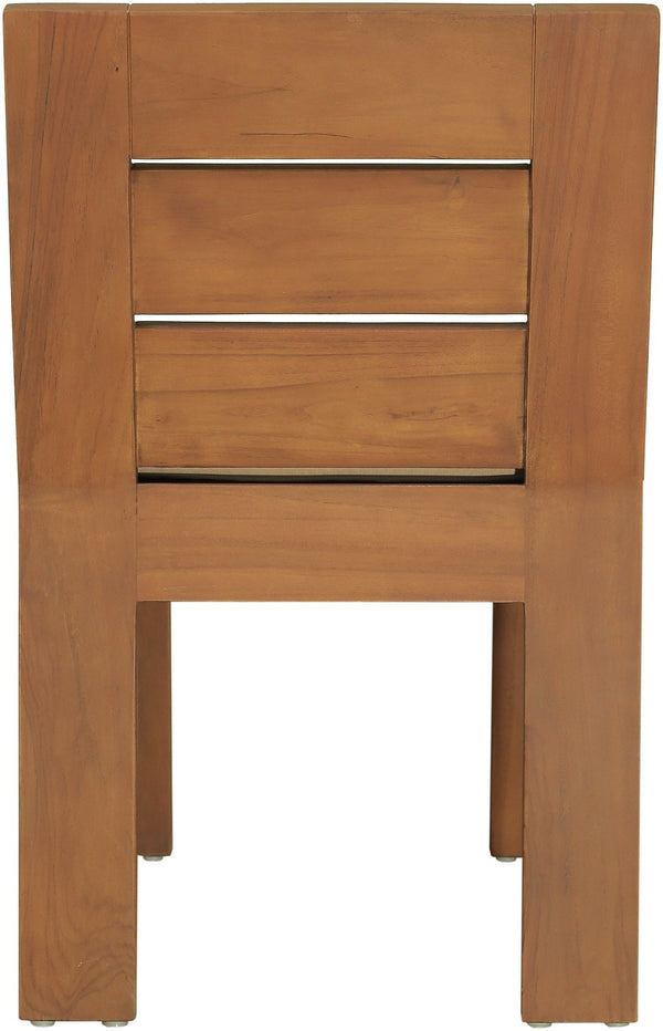 Meridian Furniture Mirella Solid Teak Outdoor Dining Chair with Water Resistant Upholstered Seat for Patio Use Tan 111Tan-SC