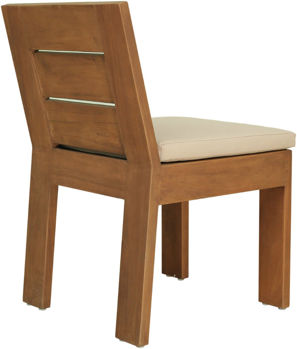 Meridian Furniture Mirella Solid Teak Outdoor Dining Chair with Water Resistant Upholstered Seat for Patio Use Tan 111Tan-SC