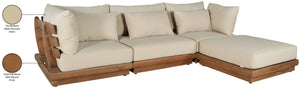 Meridian Furniture Mirella 4 Piece Teak Outdoor Modular Sectional with Water Resistant Cushions 111Tan-Sec4A