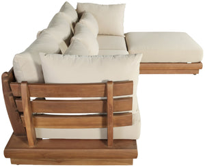 Meridian Furniture Mirella 4 Piece Teak Outdoor Modular Sectional with Water Resistant Cushions 111Tan-Sec4A