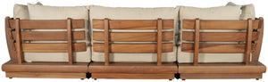 Meridian Furniture Mirella 4 Piece Teak Outdoor Modular Sectional with Water Resistant Cushions 111Tan-Sec4A