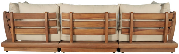 Meridian Furniture Mirella 4 Piece Teak Outdoor Modular Sectional with Water Resistant Cushions 111Tan-Sec4A