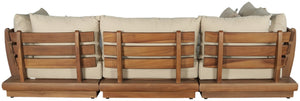 Meridian Furniture Mirella Solid Teak 4 Piece Modular Outdoor Sectional with Water Resistant Cushions 111Tan-Sec4B