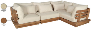 Meridian Furniture Mirella Teak Frame Outdoor Modular Sectional with Water Resistant Cushioned Seating 111Tan-Sec4C