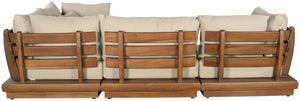 Meridian Furniture Mirella Teak Frame Outdoor Modular Sectional with Water Resistant Cushioned Seating 111Tan-Sec4C