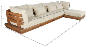 Meridian Furniture Mirella Five Piece Teak Framed Outdoor Modular Sectional with Water Resistant Cushions 111Tan-Sec5A