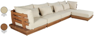 Meridian Furniture Mirella Five Piece Teak Framed Outdoor Modular Sectional with Water Resistant Cushions 111Tan-Sec5A
