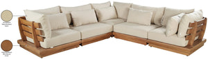Meridian Furniture Mirella Five Piece Outdoor Modular Sectional Solid Teak Frame Resort Patio Seating 111Tan-Sec5C
