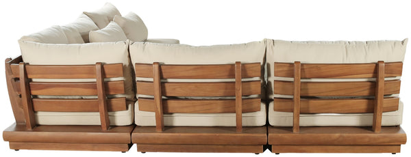 Meridian Furniture Mirella Solid Teak 5 Piece Modular Outdoor Sectional with Water Resistant Cushions 111Tan-Sec5D