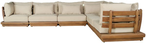 Meridian Furniture Mirella Outdoor 6 Piece Modular Sectional Solid Teak Frame Water Resistant Tan Fabric 111Tan-Sec6A